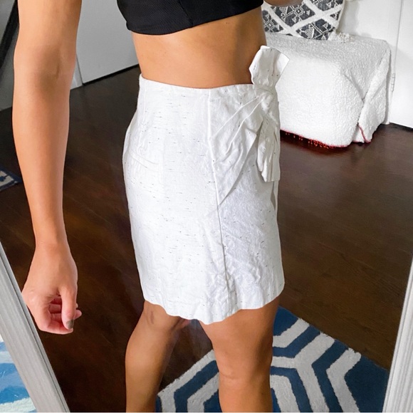 🐚 REBECCA TAYLOR WHITE BLACK TIE DETAIL HIGH WAIST SKORT! - Picture 3 of 13
